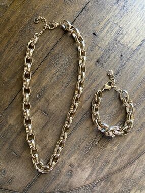 Charter Club Gold Tone Chain Necklace and Bracelet Set - Women Jewelry